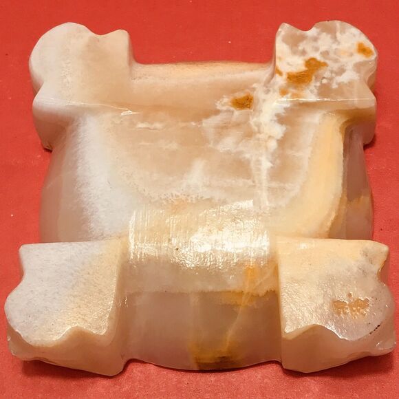 VTG Alabaster Ashtray Elephant Inlay Mid-Century Genuine Hand Made Marble Onyx - Picture 6 of 11